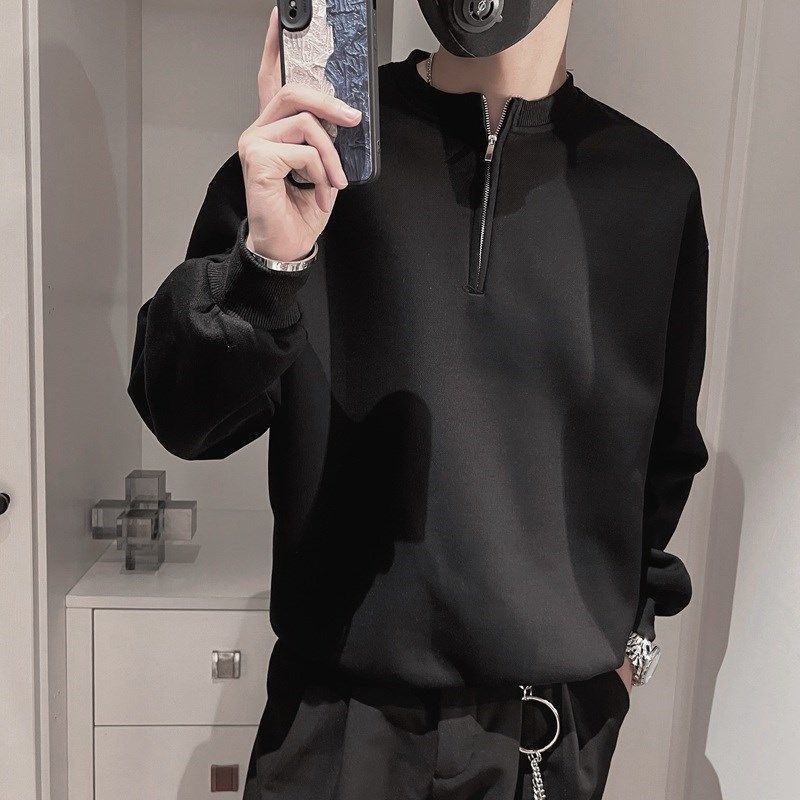 Streetwear Brand Aesthetic - Sweat à capuche demi-zippé pour homme,