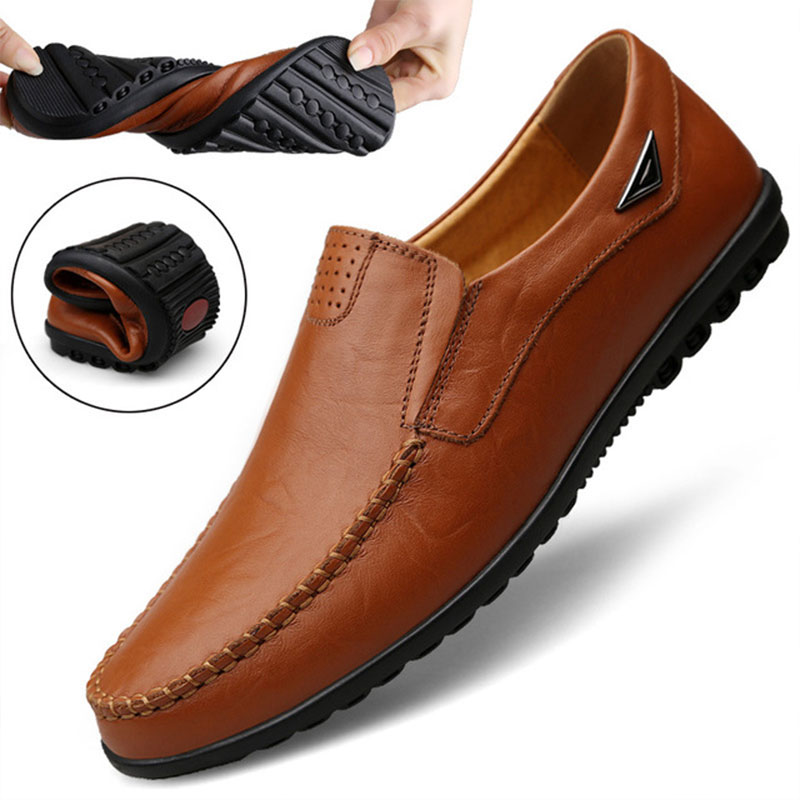 Streetwear Brand Luxury - Mocassins en cuir véritable pour hommes,