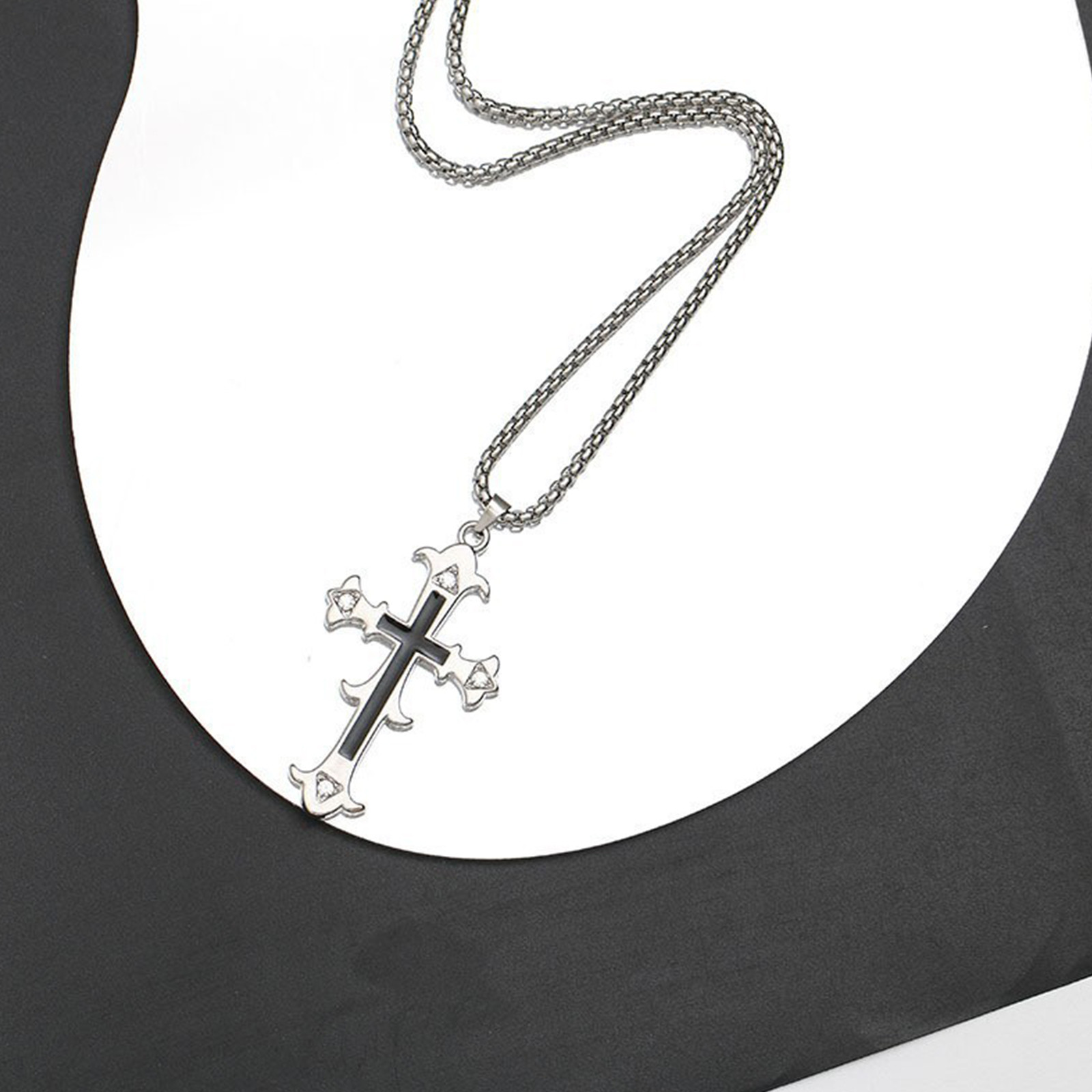 Chrome Hearts Ring - Collier pendentif croix chrome coeur diamant