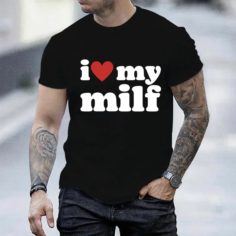 T-shirt imprimé I Love My Milf - Streetwear Brand Aesthetic avis et prix